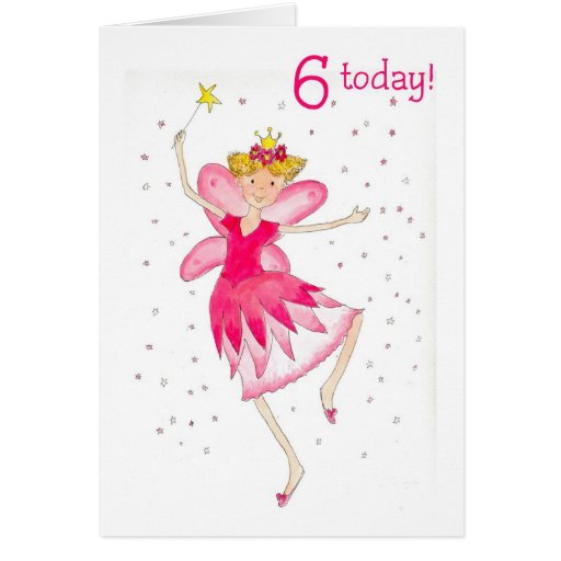 Pink Fairy 6th Birthday Card | Zazzle
