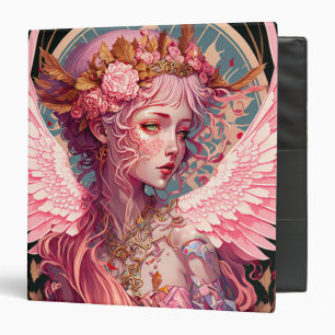 Pink Fairy Angel Fantasy Art 3 Ring Binder