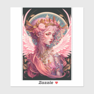 Pink Fairy Angel Fantasy Art Sticker