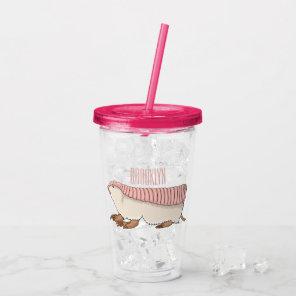 Pink fairy armadillo cartoon illustration  acrylic tumbler