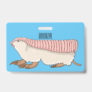 Pink fairy armadillo cartoon illustration badge