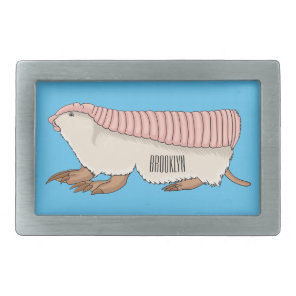 Pink fairy armadillo cartoon illustration  belt buckle