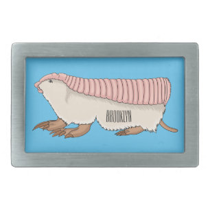 Pink fairy armadillo cartoon illustration belt buckle