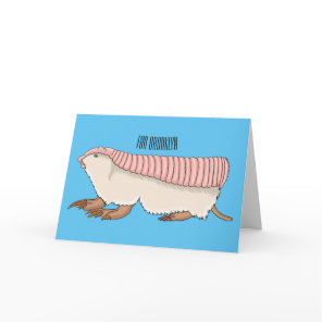 Pink fairy armadillo cartoon illustration card