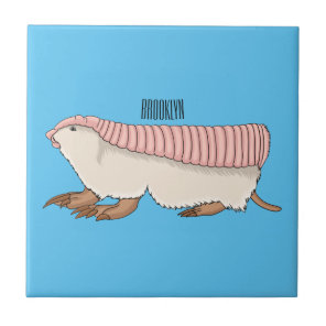 Pink fairy armadillo cartoon illustration ceramic tile
