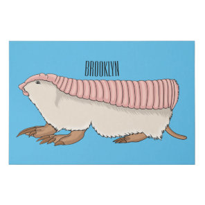 Pink fairy armadillo cartoon illustration faux canvas print
