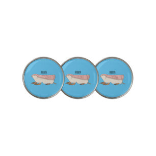 Pink fairy armadillo cartoon illustration golf ball marker