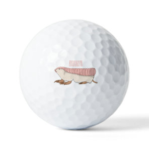 Pink fairy armadillo cartoon illustration golf balls
