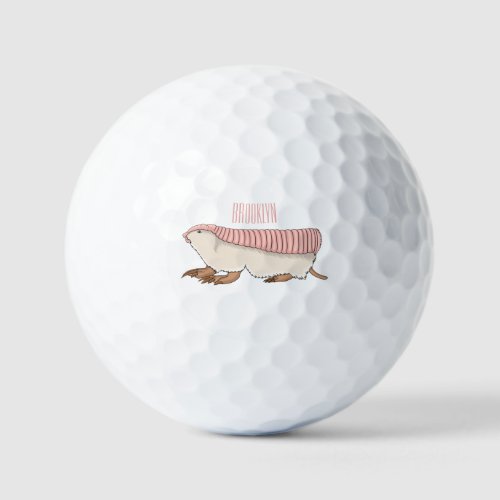 Pink fairy armadillo cartoon illustration golf balls