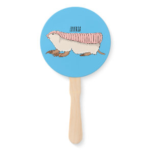 Pink fairy armadillo cartoon illustration  hand fan