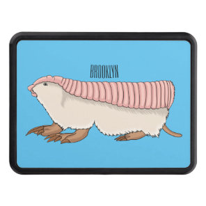 Pink fairy armadillo cartoon illustration hitch cover