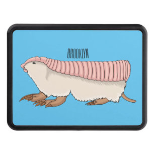 Pink fairy armadillo cartoon illustration hitch cover