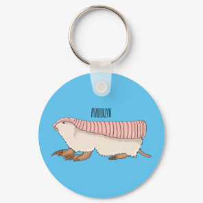 Pink fairy armadillo cartoon illustration keychain