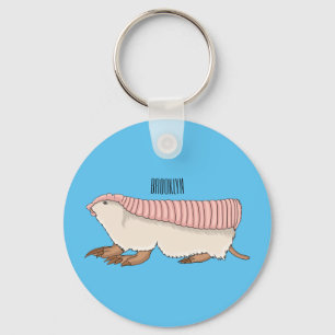 Pink fairy armadillo cartoon illustration keychain