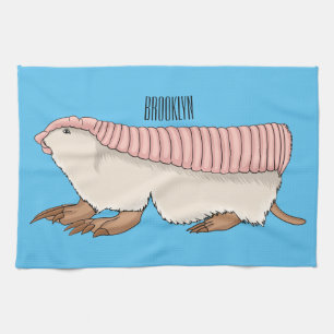 Pink fairy armadillo cartoon illustration kitchen towel