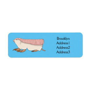 Pink fairy armadillo cartoon illustration label