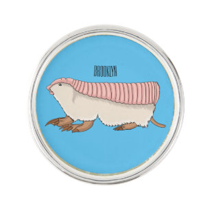 Pink fairy armadillo cartoon illustration lapel pin
