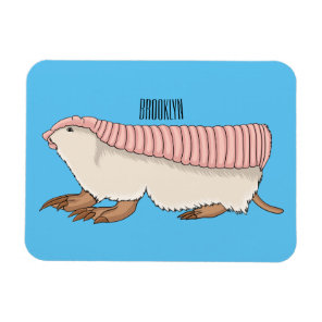 Pink fairy armadillo cartoon illustration  magnet