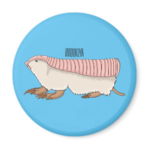 Pink fairy armadillo cartoon illustration magnet
