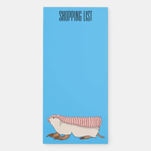 Pink fairy armadillo cartoon illustration magnetic notepad