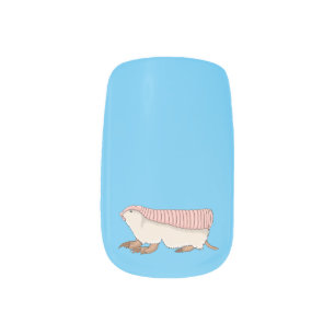 Pink fairy armadillo cartoon illustration minx nail art