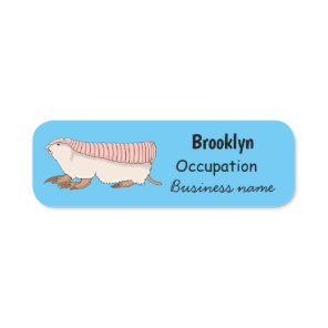Pink fairy armadillo cartoon illustration name tag