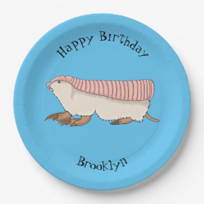 Pink fairy armadillo cartoon illustration paper plates
