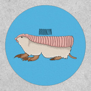 Pink fairy armadillo cartoon illustration patch