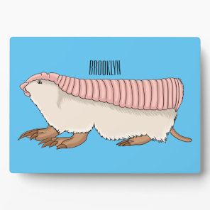 Pink fairy armadillo cartoon illustration plaque