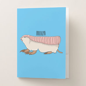 Pink fairy armadillo cartoon illustration pocket folder