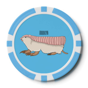 Pink fairy armadillo cartoon illustration  poker chips