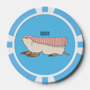 Pink fairy armadillo cartoon illustration poker chips