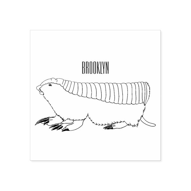 Pink fairy armadillo cartoon illustration rubber stamp (Imprint)