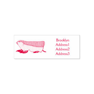 Pink fairy armadillo cartoon illustration self-inking stamp