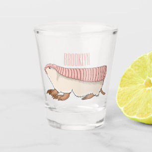 Pink fairy armadillo cartoon illustration shot glass