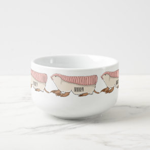Pink fairy armadillo cartoon illustration  soup mug