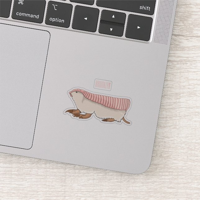 Pink fairy armadillo cartoon illustration sticker (Detail)