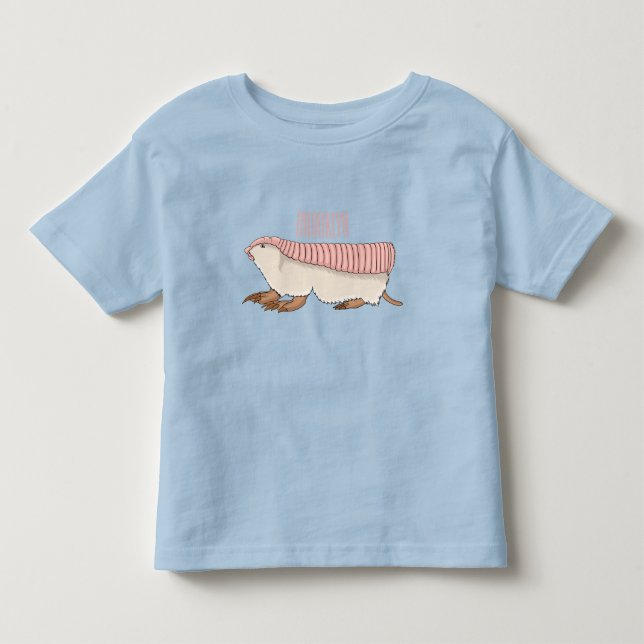Pink fairy armadillo cartoon illustration toddler t-shirt (Front)