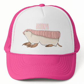 Pink fairy armadillo cartoon illustration  trucker hat