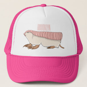 Pink fairy armadillo cartoon illustration trucker hat