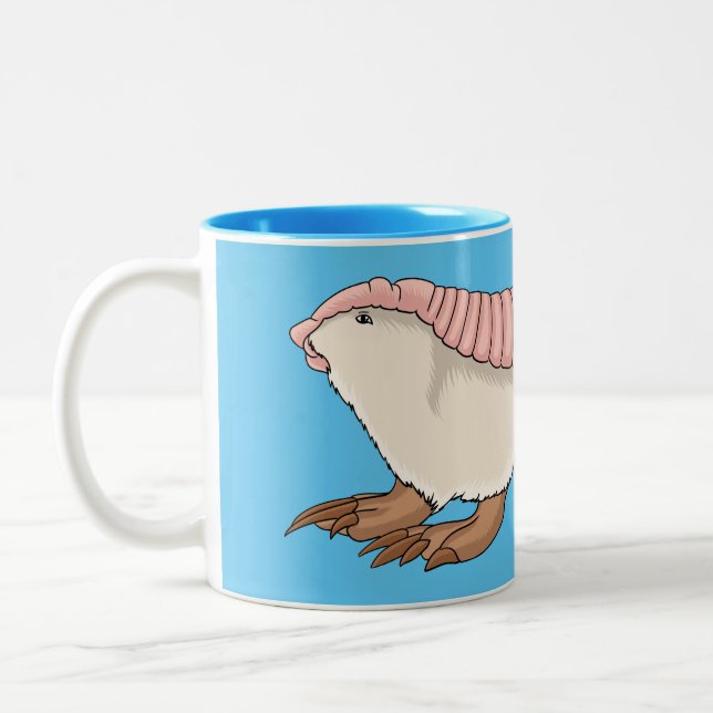 Pink fairy armadillo cartoon illustration  Two-Tone coffee mug (Left)