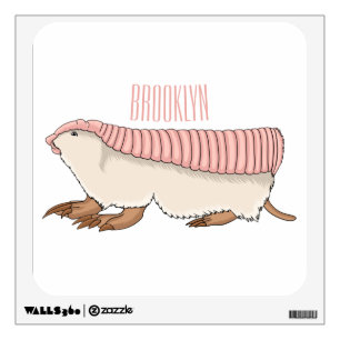 Pink fairy armadillo cartoon illustration wall decal