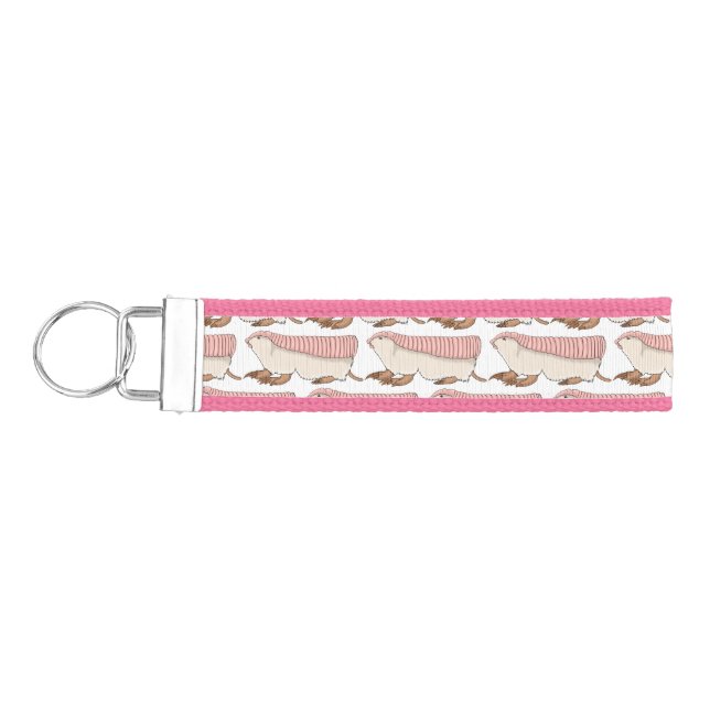 Pink fairy armadillo cartoon illustration  wrist keychain (Keys on Left)