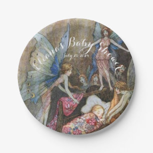 Pink Fairy Baby Blessings Baby Shower Paper Plates