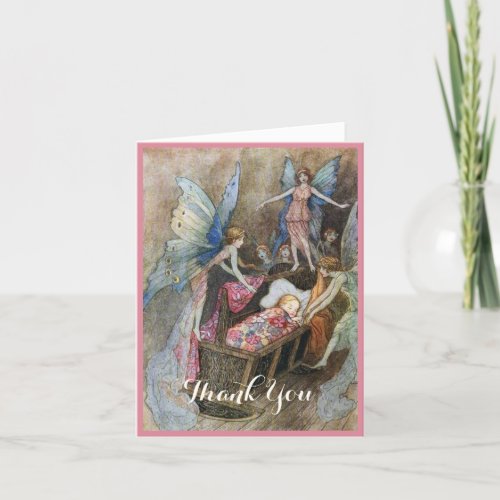 Pink Fairy Baby Blessings Baby Shower  Thank You Card