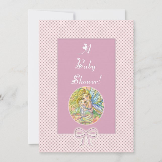 Pink Fairy Baby Shower Invitations (Front)