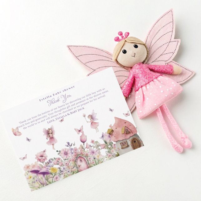 Pink Fairy Baby Shower Thank You Card (Creator Uploaded)