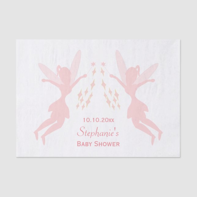 Pink Fairy Baby Shower Tissue Paper (Front)