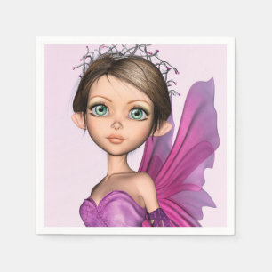 Pink Fairy Big Eyes Fantasy Portrait Napkins