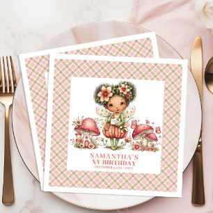 Pink Fairy Birthday Cottagecore Floral Party Napki Paper Dinner Napkins